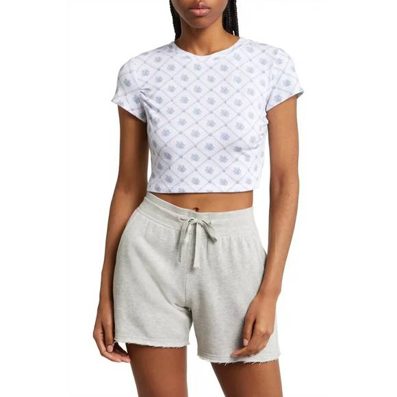 NEW FREE PEOPLE floral baby tee in ivory combo - Picture 1 of 4